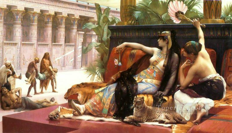 Cleopatra probando venenos en presos condenados Alexandre Cabanel desnudo Pintura al óleo